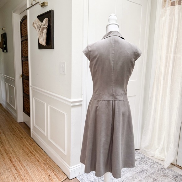 Calvin Klein Womens Gray Taupe A Line Midi Dress Collared Cap Sleeve Size 6 - Picture 4 of 10